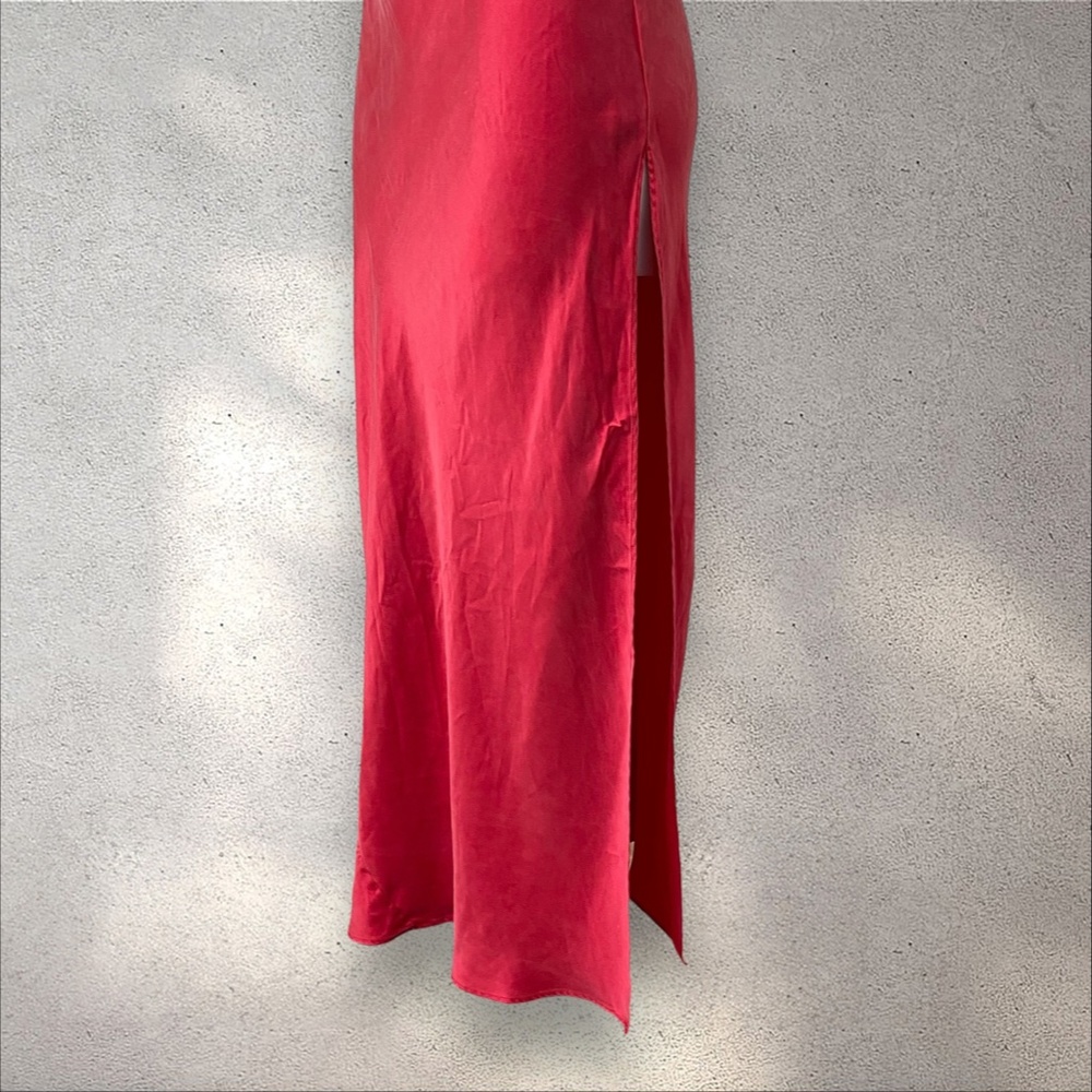 RARE VTG Victoria’s Secret 100% Silk Red Cowl Neck Backless Maxi Dress - Picture 4 of 9